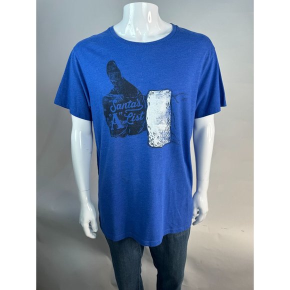 Old Navy Santa's A List XMas Ugly Christmas Sweater TShirt XL Blue Cotton Blend - Picture 6 of 16
